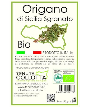 Buy Tenuta Collotta Organic Dried Oregano 250g - 100% Italian Made in Sicily - Premium Quality for International Shipping - Buy Online on GoSupps.com