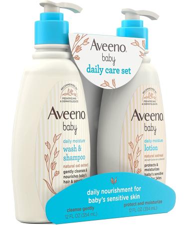 Aveeno Baby Daily Care Gift Set - Natural Oat Extract Moisturizing Lotion & 2-in-1 Bath WashShampoo - Buy Online on GoSupps.com