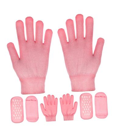 minkissy 4 Sets Spa Moisturizing Socks Dry Feet Socks Hand Moisturizer Gloves Scrub Mitts Spa Hand Mitts Hand Skin Care Gloves Moisturizing Gloves Exfoliating Gloves Sock Cotton Foot Gel