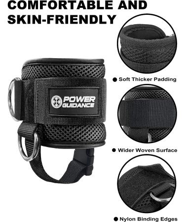 POWER GUIDANCE Ankle Strap for Cable Machine Professional Kickback Ankle Strap for Glute Workouts  Leg Extensions - Adjustable Strap with D-Rings Black - Pair - Buy Online on GoSupps.com