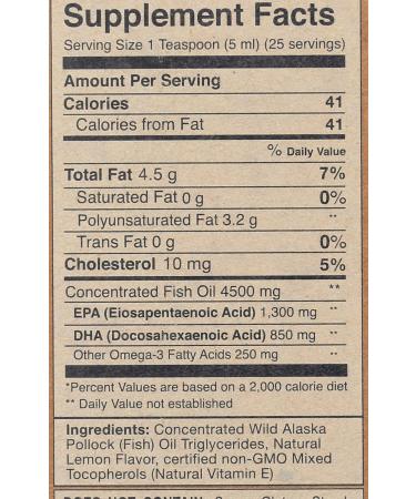 Buy Wiley's Finest Wild Alaskan Fish Oil - 2300mg Omega-3 Liquid, Natural Lemon Flavor (4.23 fl oz) - Buy Online on GoSupps.com