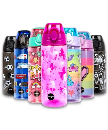 Fringoo Kids Water Bottle with Straw 100% Leakproof BPA FREE 600ml Bottle For School Nursery | Travel Bottle for Children | Sport Water Bottle (Unicorn Ombre 600 ml) Unicorn Ombre 600 ml