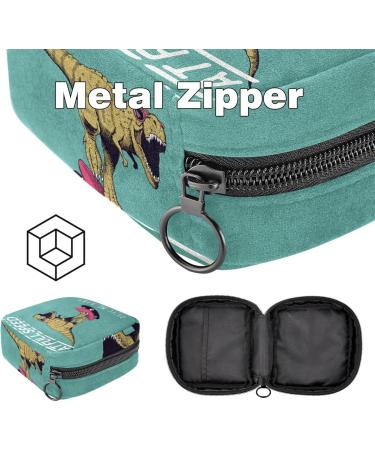Dinosaurs Green Women's Binding-Up Bag | Large Menstrual Cup Pocket & Zipper | Multi-Colored Inserts for Tampons & Panty Liners | Ideal for Girls & Women - Buy Online on GoSupps.com