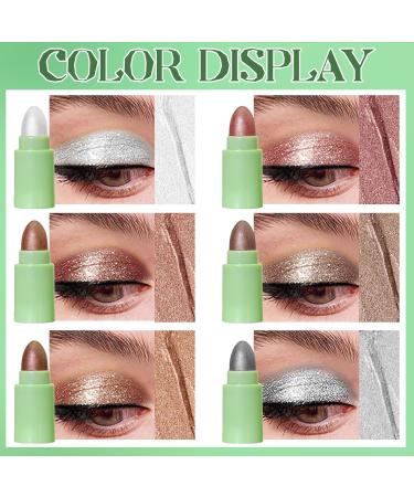 6 Colors Mini Cream Eyeshadow Stick Set - Waterproof Long Lasting Shimmer Metallic Makeup - Pearl White Nude Brown Glitter - Buy Online on GoSupps.com
