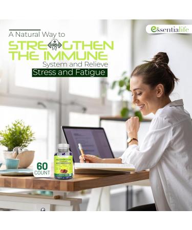Essentialife Lions Mane Mushroom Supplements | 5-in-1 Mushroom Gummies with Turkey Tail Cordyceps Reishi Chaga Extract | Brain Focus and Immune Support | Raspberry Flavor | 60 ct - Buy Online on GoSupps.com