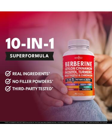 Berberine and Ceylon Cinnamon Supplement - Bitter Melon, Glucomannan, Gymnema Sylvestre, Chromium, Moringa, Milk Thistle, Turmeric, Inositol Pills - 120 Count 60 Count (Pack of 2) - Buy Online on GoSupps.com