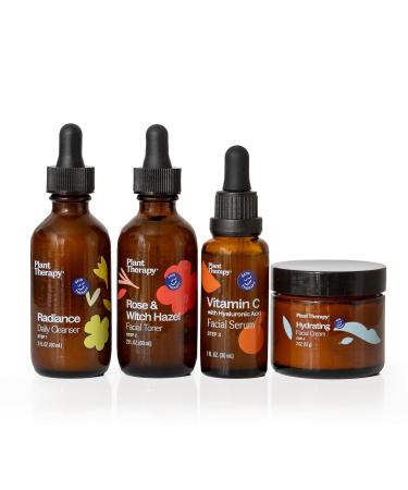 Plant Therapy Ready Set Glow- 4 Step Skin Care Set Includes Radiance Gel-Cream Cleanser Rose & Witch Hazel Facial Toner Vitamin C with Hyaluronic Acid Facial Serum & Hydrating Facial Cream - Buy Online on GoSupps.com