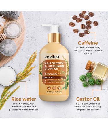 Rice Water Hair Growth Shampoo - Natural Thickening & Regrowth Formula with Biotin & Castor Oil for All Hair Types (2 Pack - Buy Online on GoSupps.com