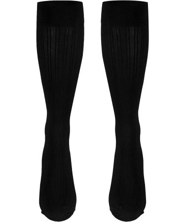 Truform Women's Dress Compression Socks 15-20mmHg - Black Rib Knit - Large (Pack of 2) - Buy Online on GoSupps.com