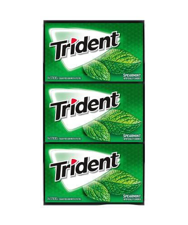 Trident Spearmint Sugar Free Gum 168 Pieces - 12 Packs, 14 Pieces Each - Buy Online on GoSupps.com