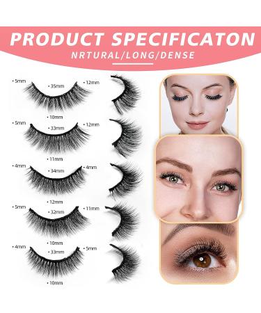 SAOTAENG Reusable Self Adhesive Natural Look Eyelashes - No Eyeliner or Glue Needed - Easy to Apply - 5 Pairs - Buy Online on GoSupps.com