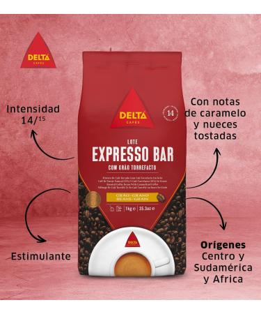 Delta Caf s - Caf en grains d'espresso 2 paquets de 1 kg intensit 14 m lange de grains de caf Arabica robuste avec torr faction naturelle tr s aromatique avec des notes de pop-corn et d' pices - Buy Online on GoSupps.com