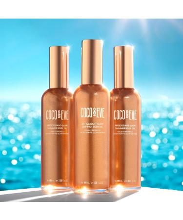 Coco & Eve Antioxidant Glow Shimmer Body Oil - Lightweight Skin Illuminator with Pearlescent Minerals Natural Glitter Antioxidants for Shimmering Moisturizing and Healthy Glow (100ml) - Buy Online on GoSupps.com