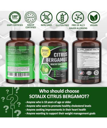 Premium Citrus Bergamot 15500mg Organic Cholesterol Supplement with Niacin & Antioxidants - Heart Health Support | 90-Day Supply - Buy Online on GoSupps.com