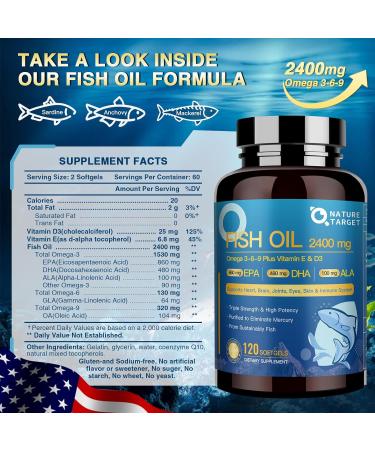 NATURE TARGET Triple Omega 3 6 9 Fish Oil 2400mg - 120 SoftGels  - Buy Online on GoSupps.com