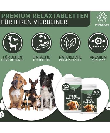 Pfotengut Relax Tablets 90 pcs - Natural Dog Sedative with Taigawurzel Valerian & Hemp Powder - Made in Germany - Improved 2023 Formula - Buy Online on GoSupps.com