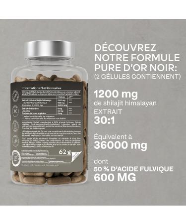 Shilajit Pure Himalaya 36000mg Extrait 30:1 | 50% Acide Fulviques Qualit Premium - Shilajite Energie et Immunit 100% V g talien Pur Sans Additifs - 90 Pure Himalayan Shilajit G lules - Buy Online on GoSupps.com