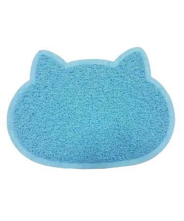 Paw Shaped Cat Puppy Doggy Litter Mat PVC Eco-friendly Pet Feeding Durable Non-slip & Waterproof Mat In Various Shaped (BLUE CAT HEAD) BLUE CAT HEAD
