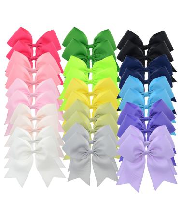 5 Inch Large Grosgrain Ribbon Cheer Bows with Alligator Hair Clips for Teens Juniors Pack of 30 LCLHB (5 inch-30 Pack)