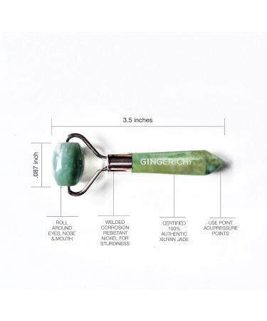 Natural Anti-Aging Jade Face Roller - Wrinkle Remover & Puffiness Reducer | Mini Therapy Treatment for Fine Lines and Neck Slimming - Buy Online on GoSupps.com