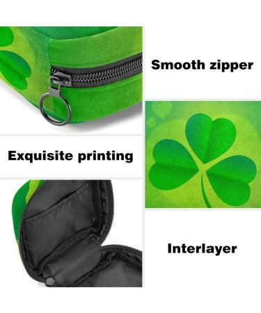 Menstruation Pad Bag with Zipper - Women's Napkin Bag & Tampon Collecting Tote for Girls | St. Patrick's Day Clover Design - Buy Online on GoSupps.com