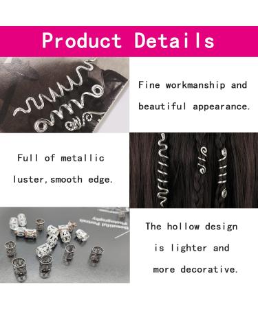 XCSJ 28-Piece Dreadlocks Jewelry Set | Adjustable Metal Cuffs & Pearls Hair Clips | Unique Accessories for Men & Women | Silver Dreadlocks Decoration - Buy Online on GoSupps.com