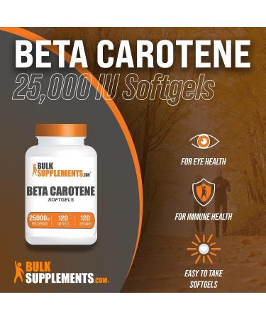 Beta Carotene 25000 IU Softgels - Eye Health Supplement with Antioxidants - 120 Count - Buy Online on GoSupps.com