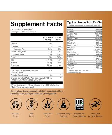 25g Chocolate Protein + 5g Creatine Powder Vegan Plant-Based Protein with Digestive Enzymes to Build & Recover 21 Servings Chocolate 1.99 Pound (Pack of 1) - Buy Online on GoSupps.com