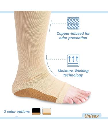 Junipers Secret Compression Socks with Copper - 2 Pairs Beige XL/XXL | Comfortable Non-Zippered Support for International Shipping - Buy Online on GoSupps.com