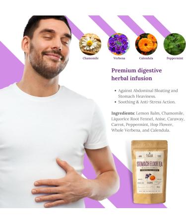 N 006 STOMACH ELIXIR TEA - Gut Health - Indigestion & Bloating Relief Peppermint Tea Chamomile Fennel Liquorice Root Anise Calendula Verbena Carrot Stomach Ease Detox Herbal Tea Infusion 70g Stomach Ease Tea - Buy Online on GoSupps.com