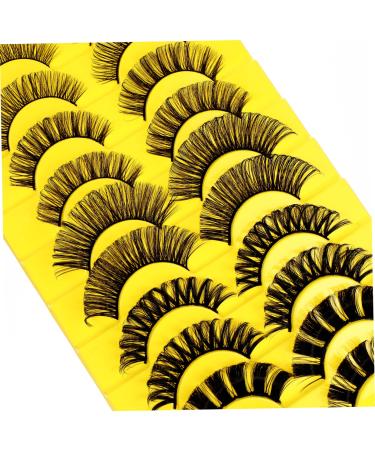 minkissy 10 Pairs Eyelashes Clear Lash Band Natural Look Wispy Dramatic Lash Extension Eyelash Fluffy Spiky Lashes Natural False Lashes Fake Lashes Full Vacation Bulk Fiber Comics