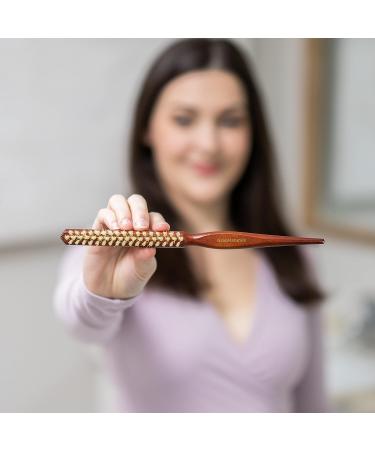 GranNaturals Boar Bristle Teasing Brush - White Bristles - Wooden Handle for Backcombing, Edge Control, and Sleek Hairstyles - Buy Online on GoSupps.com