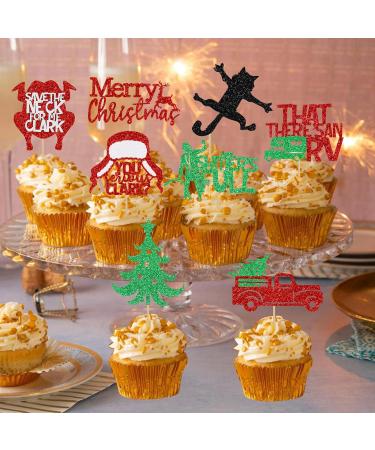 Red Merry Christmas Cupcake Toppers Funny Christmas Cupcake Toppers for Funny Christmas Party Decorations - Buy Online on GoSupps.com