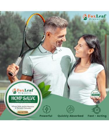 Foxleaf Organics Premium Hemp Salve with Arnica & Turmeric - Unscented, Non-Greasy Extra Strength Formula - 2 OZ | Made in USA - Buy Online on GoSupps.com