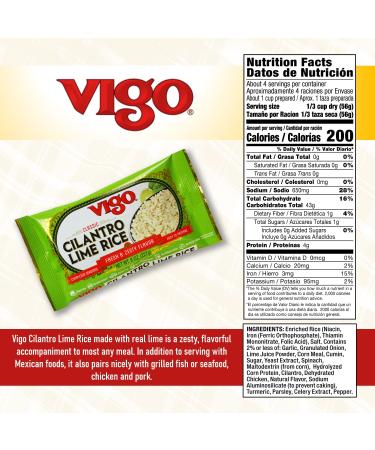 Vigo Cilantro Lime Rice - Fresh & Zesty, Low Fat 8oz (Pack of 12) - Buy Online on GoSupps.com