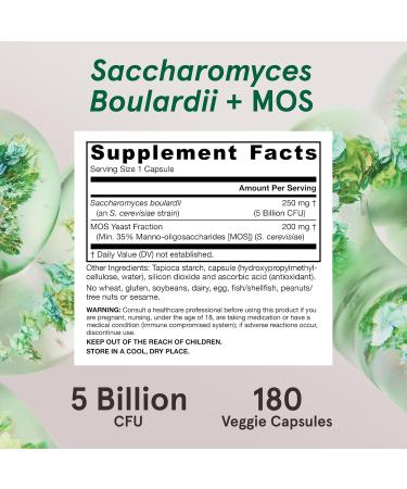 Jarrow Formulas Saccharomyces Boulardii + MOS 5 Billion 180 Veggie Caps - Probiotic + Prebiotic - Intestinal Tract Support  - Buy Online on GoSupps.com