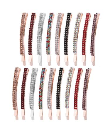 18 Pieces Rhinestone Bobby Pins Crystal Hair Clips Hair Pin Sparkling Hair Barettes Sytling Decorative Accessories for Women and Girls Multi Colored