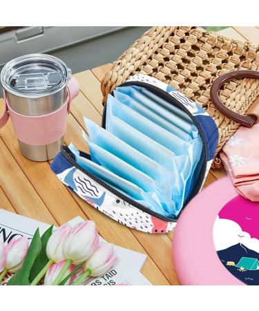 Eco-Friendly Menstrual Pad Bag - Marine Life Cartoon for Women & Girls | Zip Tampon Storage - Sea Turtles Octopus Dolphin & Jellyfish - Buy Online on GoSupps.com