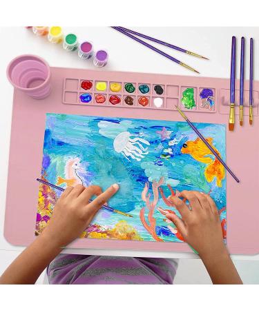 Silicone Craft Mat 20x 16 with Detachable Collapsible Cup- Non-Stick Art Mat for Crafts, Painting, Resin Casting - Buy Online on GoSupps.com