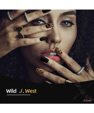 48 PCS Press On Nails - Short Square Leopard Print Reusable ABS Fake Nails Kit Salon-Quality in 12 Sizes - Brown & Black Wild West Design - Buy Online on GoSupps.com