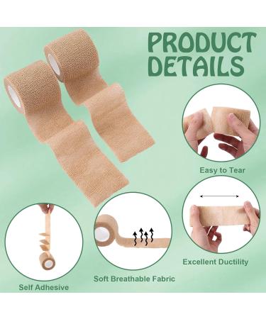 24 Pack Self Adhesive Bandage Wrap - 2 Inch x 5 Yards Cohesive Athletic Tape for Sports Vet Wrap & More - Buy Online on GoSupps.com