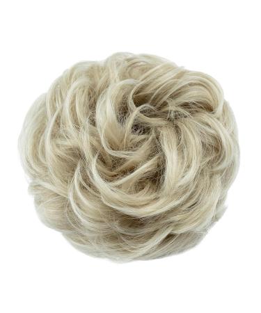 Premium Ash Blonde to White Blonde Synthetic Hair Extensions - Tess Hair Part with Rubber Band (55g) for Large Buns - Perfect Hair Tie for Women & Girls - Buy Online on GoSupps.com