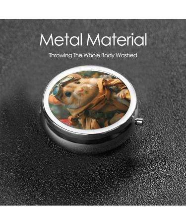 Pilot Hamster Portable Metal Pill Box - Round Mini 3-Compartment Design | Travel-Friendly Small Pill Organizer - Buy Online on GoSupps.com