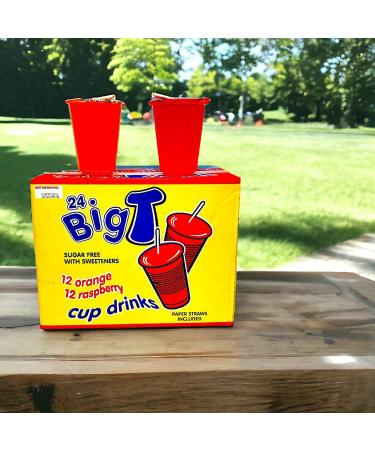 Big T Sugar-Free Cup Drinks - Orange & Raspberry 24 Bulk Pack with Paper Straws - Buy Online on GoSupps.com