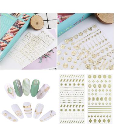 eMagTech 8 Sheets 3D Metallic Nail Stickers Self-Adhesive Nail Sticker Geometric Nail Art Sticker Lines Nail Striping Tape for Women Girls Nail DIY Decoration - Buy Online on GoSupps.com