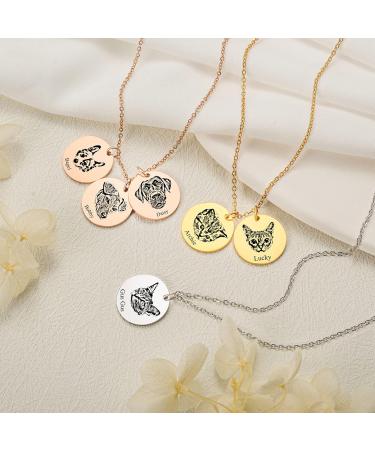 Shop HooAMI Personalized Necklace for Men - Custom Dog Cat Pet Pendant Jewelry Chain in Gold - Buy Online on GoSupps.com