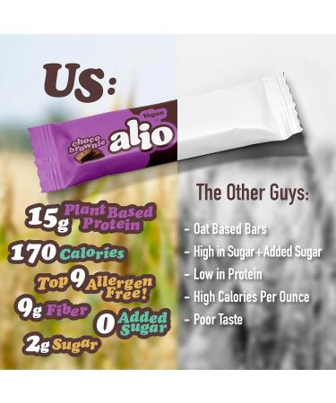 Alio Choco Brownie Protein Bars - Top Allergen Free Vegan Gluten Free Low Calorie High Protein | 12 Delicious Bars - Buy Online on GoSupps.com