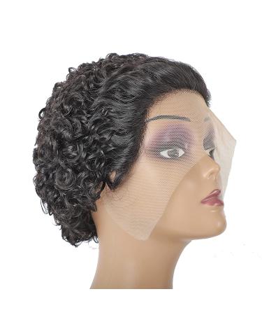 Short Curly Lace Front Wig | Human Hair Pixie Cut Bob Wig for Black Women - Buy Online on GoSupps.com
