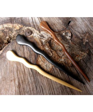 JWL Hawnkoa Spiral Hair Sticks Set in Rosewood, Ebony, and Yellow Teak - 6 Inch Hawaiian Style - Buy Online on GoSupps.com