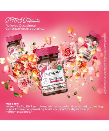 DigestLive PMS Constipation Relief Laxative for Women 30 Capsules 100% Herbal Stool Softener - Female Gentle Natural Colon Cleanse Detox Bloating & Gas Fast-Acting Vegan Gluten & GMO-Free - Buy Online on GoSupps.com